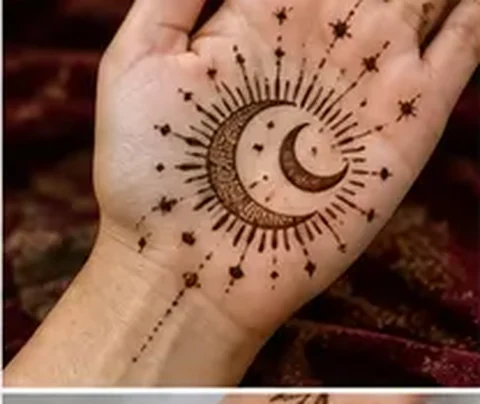 Croissant de lune et étoiles sur la paume